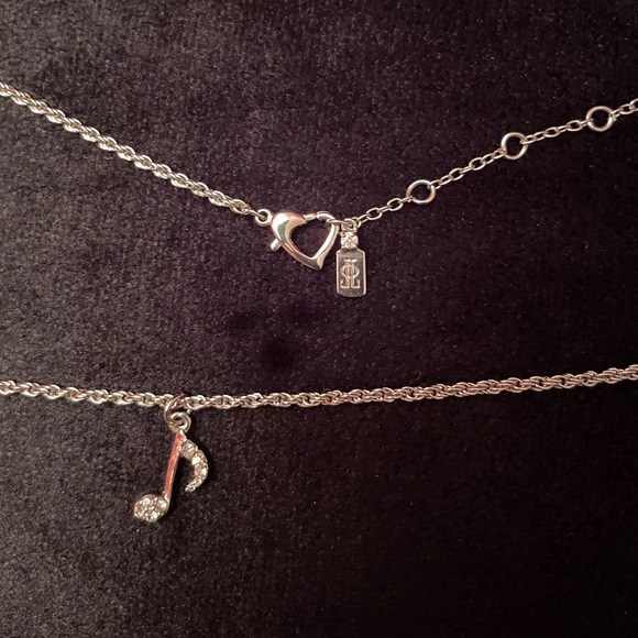 Jennifer Lopez Silver-tone Necklace Rhinestone Music Note 16”Long & 2” Extension - Picture 2 of 7